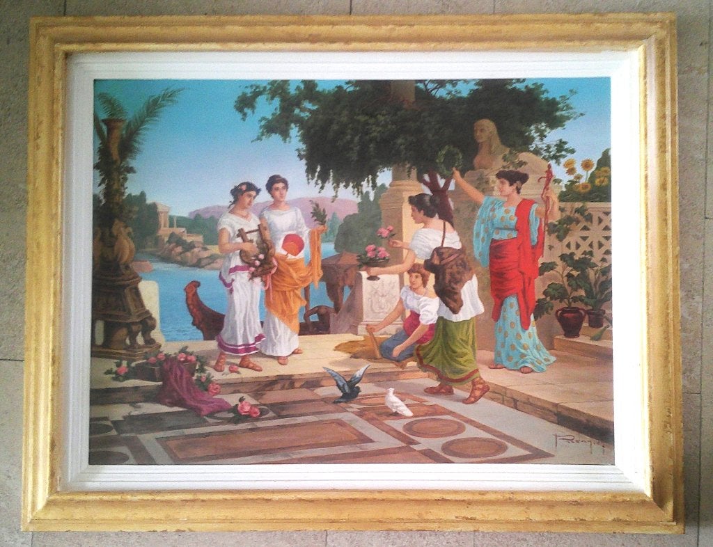 Oud Grieks tafereel (2007) - Florin Prodan (Roemenië), Antiek en Kunst, Doek, Portret of Personen, Realistisch, Bijzondere lijst