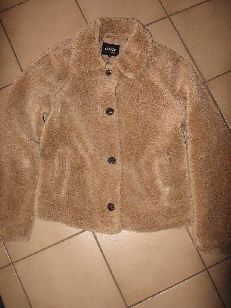 warme winterjas ONLY maat L, Kleding | Dames, Jassen | Winter, Ophalen, Only, Beige, Maat 42/44 (L)