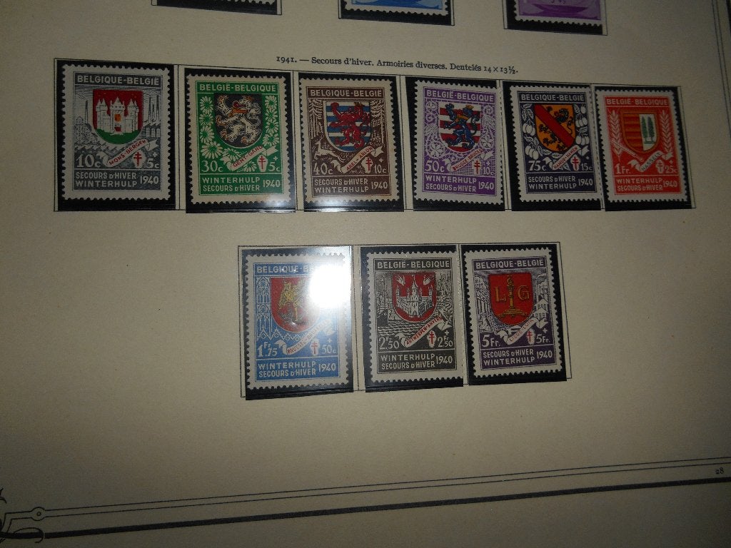 Série de 9 Timbres Belge secours d'hiver Armoiries de1940/41, Enlèvement ou Envoi