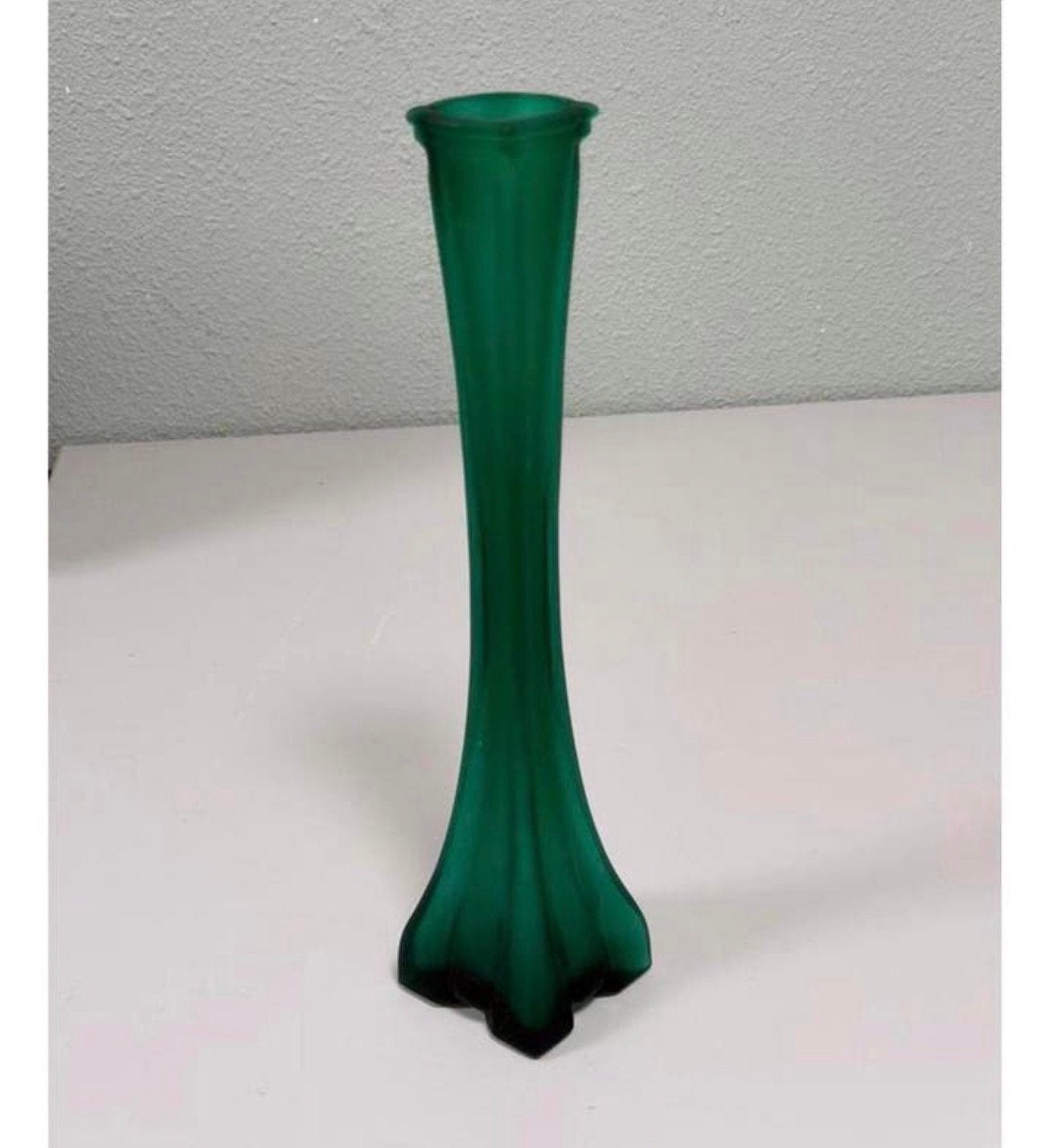 Vintage groene glas glazen vaas design jaren 1930 – 30 cm, Ophalen of Verzenden