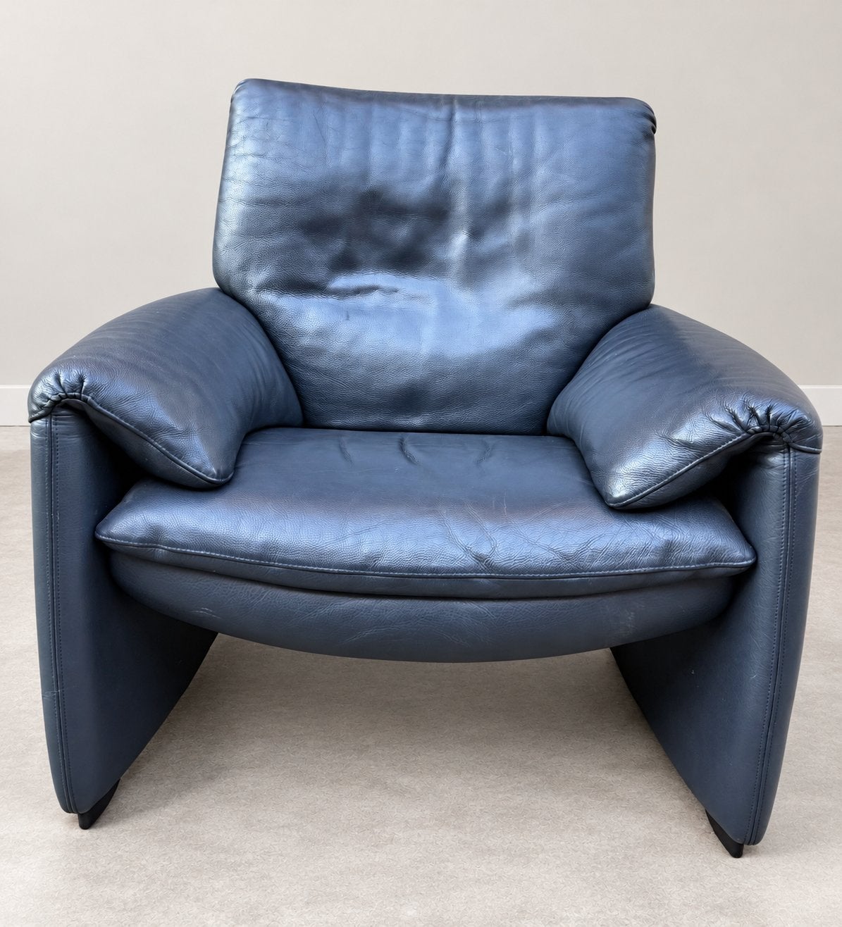 Leolux Cadura fauteuil-Axel Enthoven/blauwgrijs leder-Design, Huis en Inrichting, Ophalen, Gebruikt, Leer, Vintage design 1990's