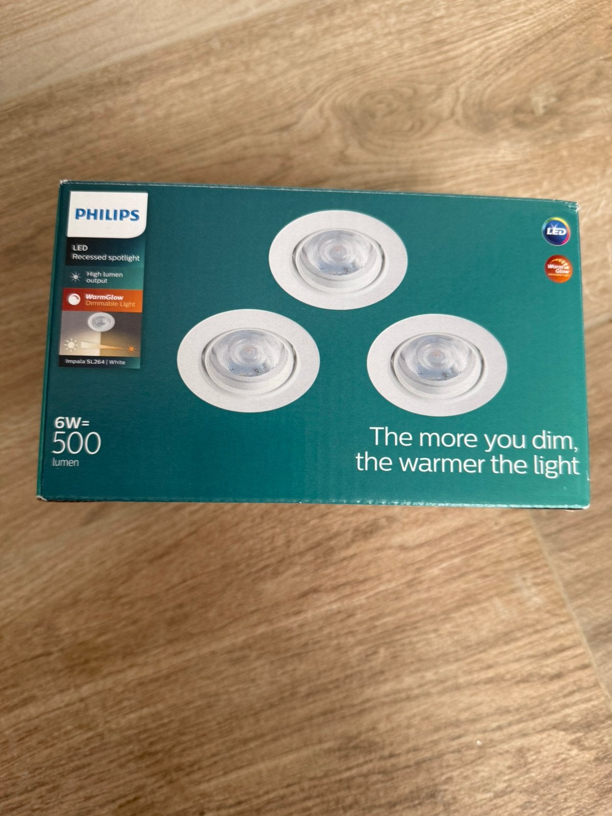 Philips - 3 spotslichten - Impala 6w 500 lumen IP20, Maison & Meubles, Neuf, Enlèvement ou Envoi, LED, Philips