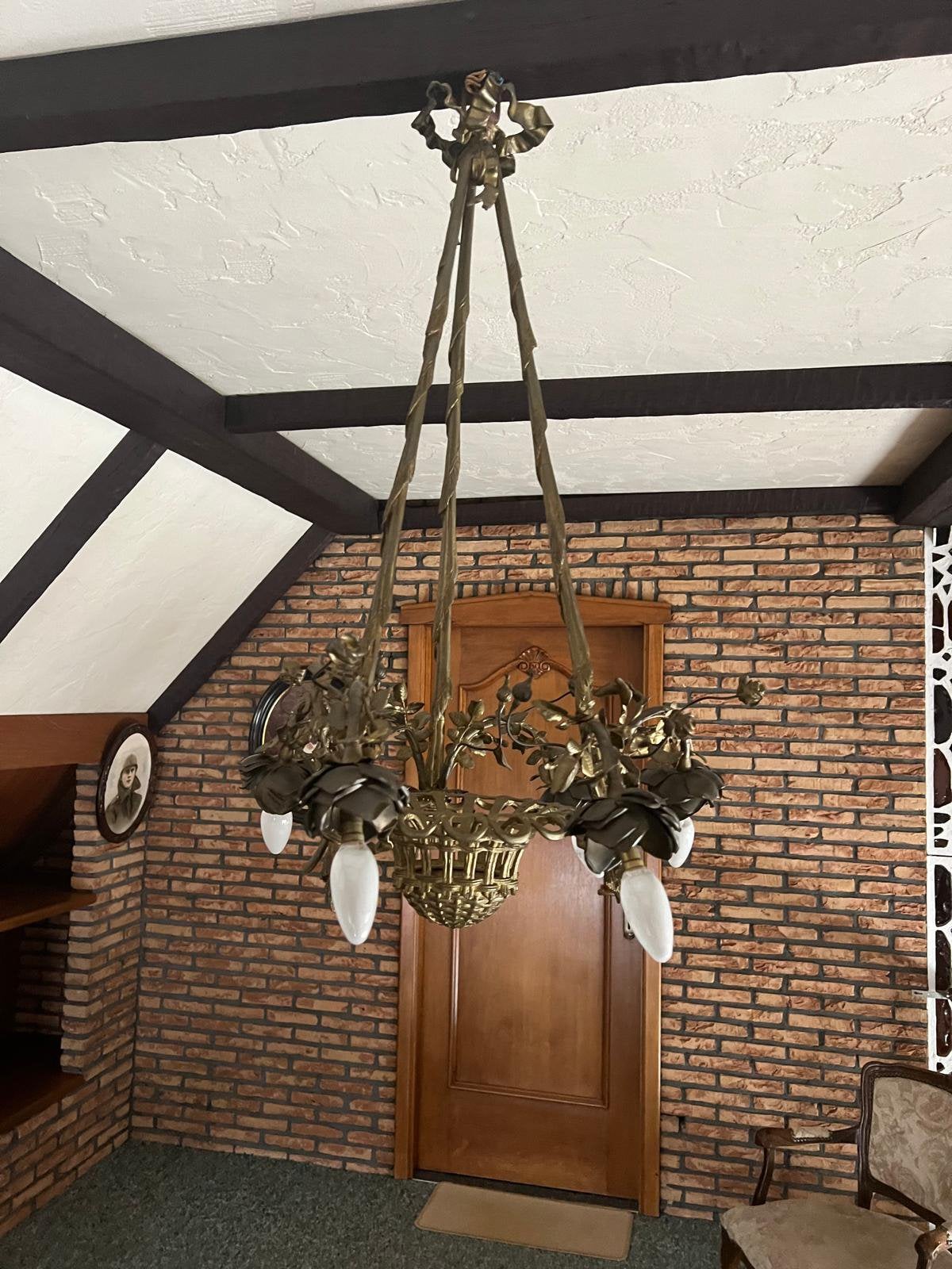Hollywood Regency - Prachtige bronzen kroonluchter, Ophalen, Zo goed als nieuw