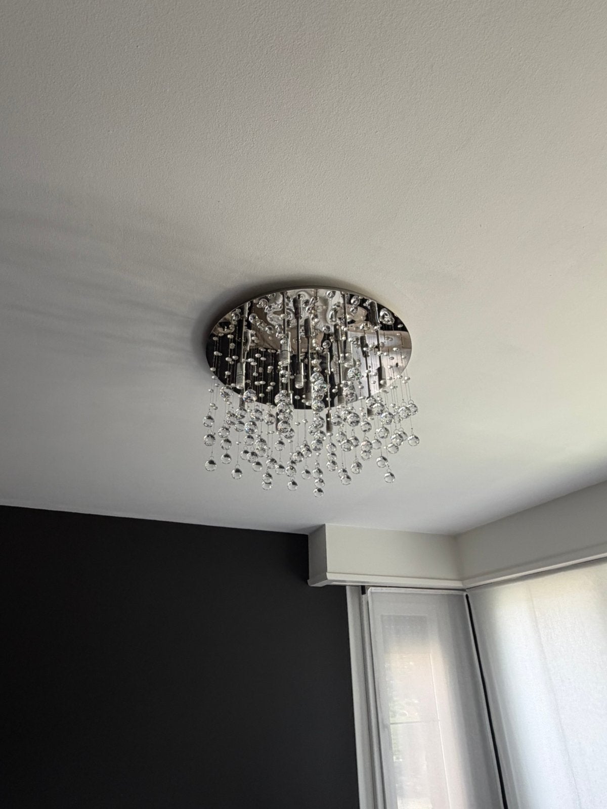 Mooie kristallen lamp met chroomplaat te koop, Ophalen, Zo goed als nieuw