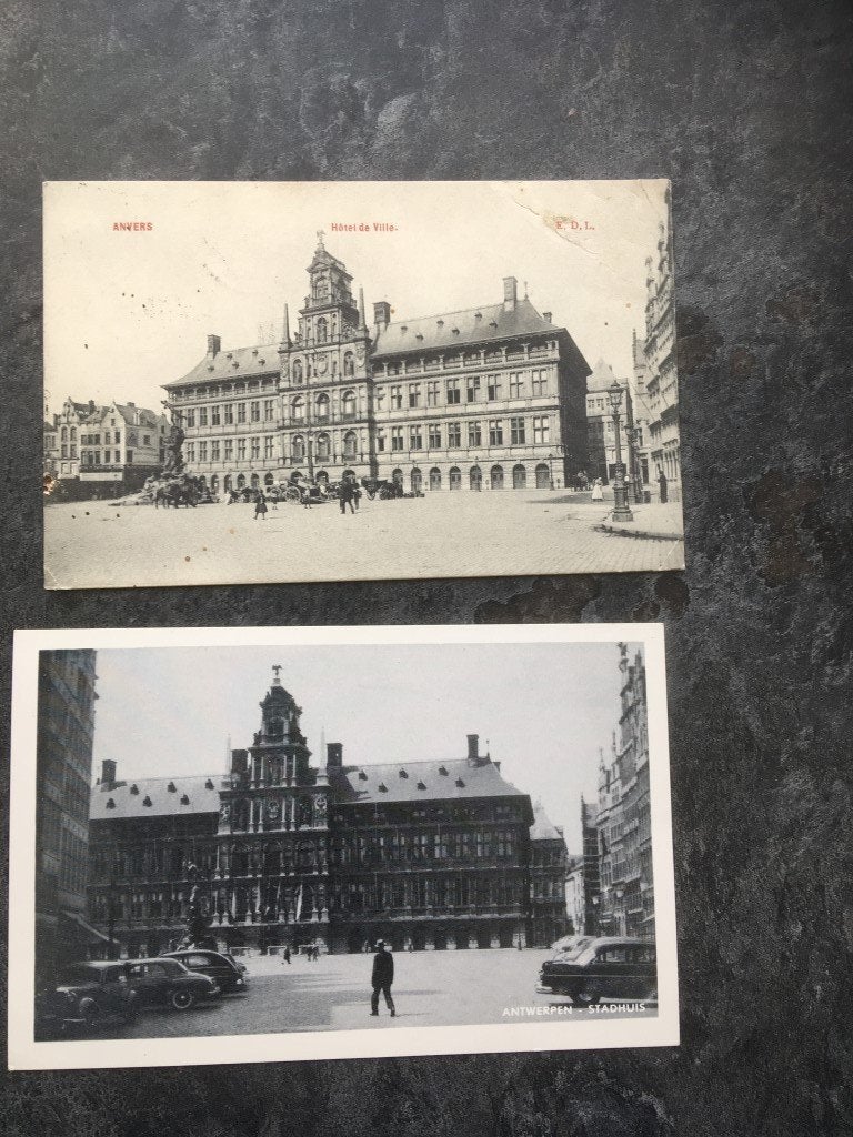 2 postkaarten Antwerpen - stadhuis, Verzamelen, Ophalen of Verzenden, Antwerpen
