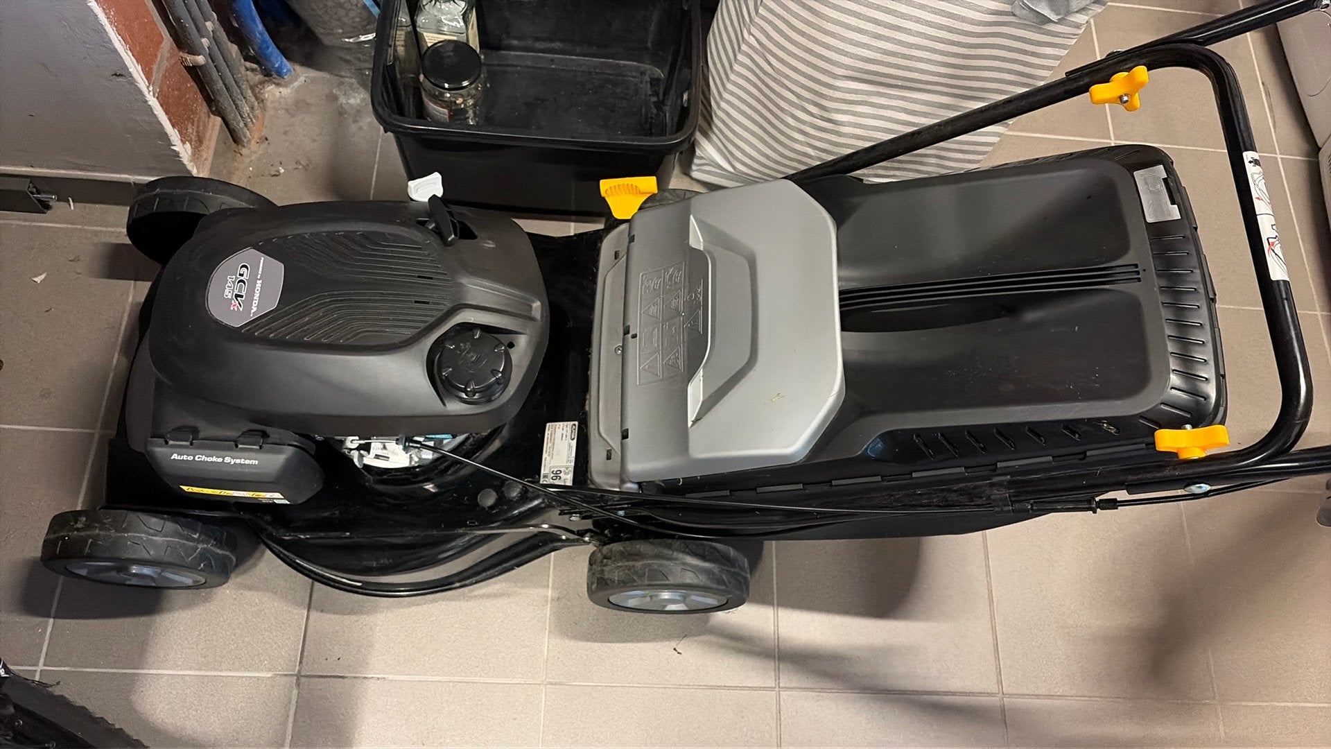 Alpina grasmaaier benzine AL4 46 SH 46 cm 145 cc, Ophalen, Zo goed als nieuw, Opvangbak
