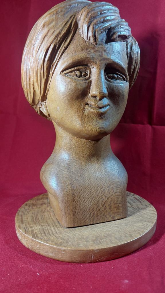 Prachtige Handgesneden Houten Buste – Volkskunst / Folk Art, Antiek en Kunst, Kunst | Beelden en Houtsnijwerken, Beeld, Hout, Modern