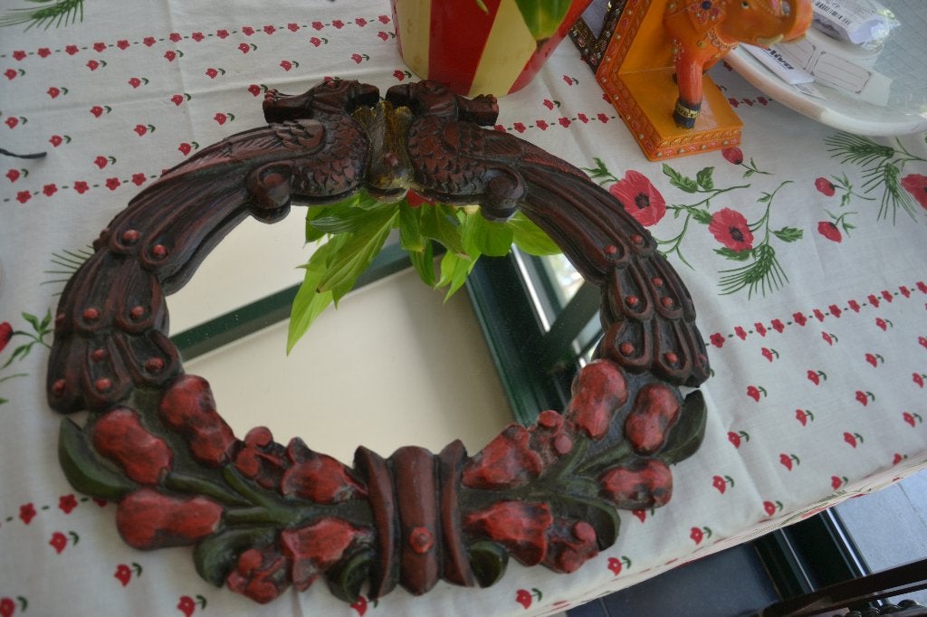 vintage bloem gesneden spiegel, Antiek en Kunst, Ophalen
