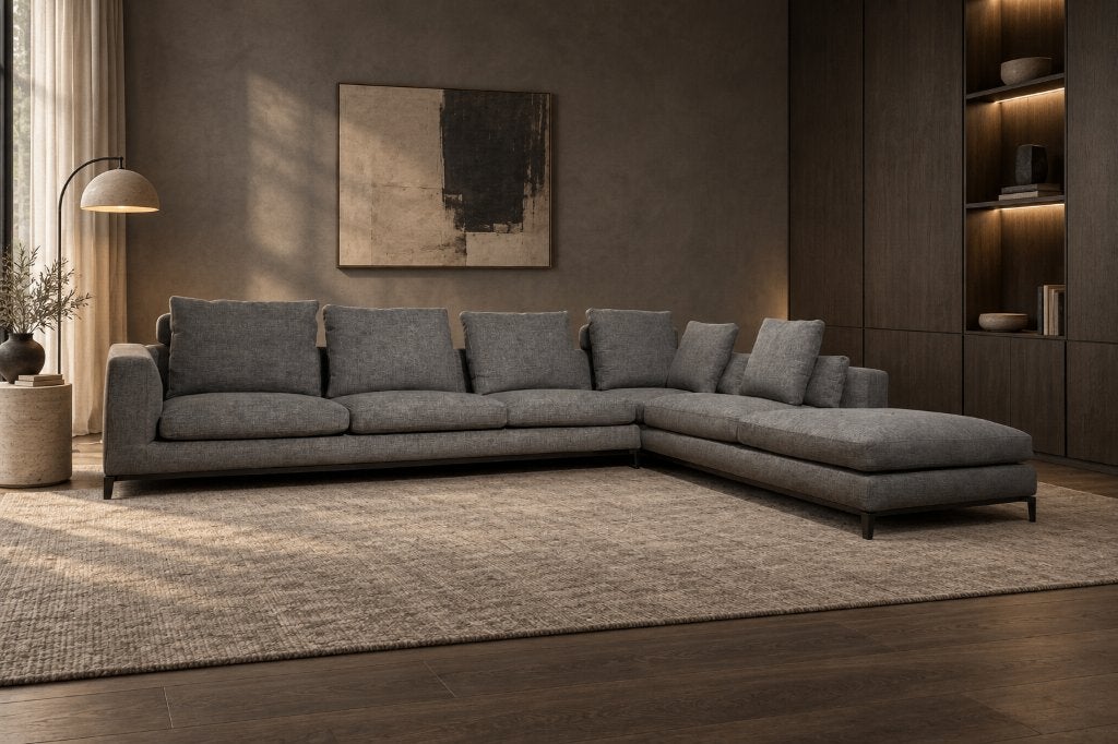 NIEUW GESTOFFEERD Minotti Andersen Hoekbank | NP €25.000, Huis en Inrichting, Hoekbank, Ophalen of Verzenden, Vierpersoons of meer