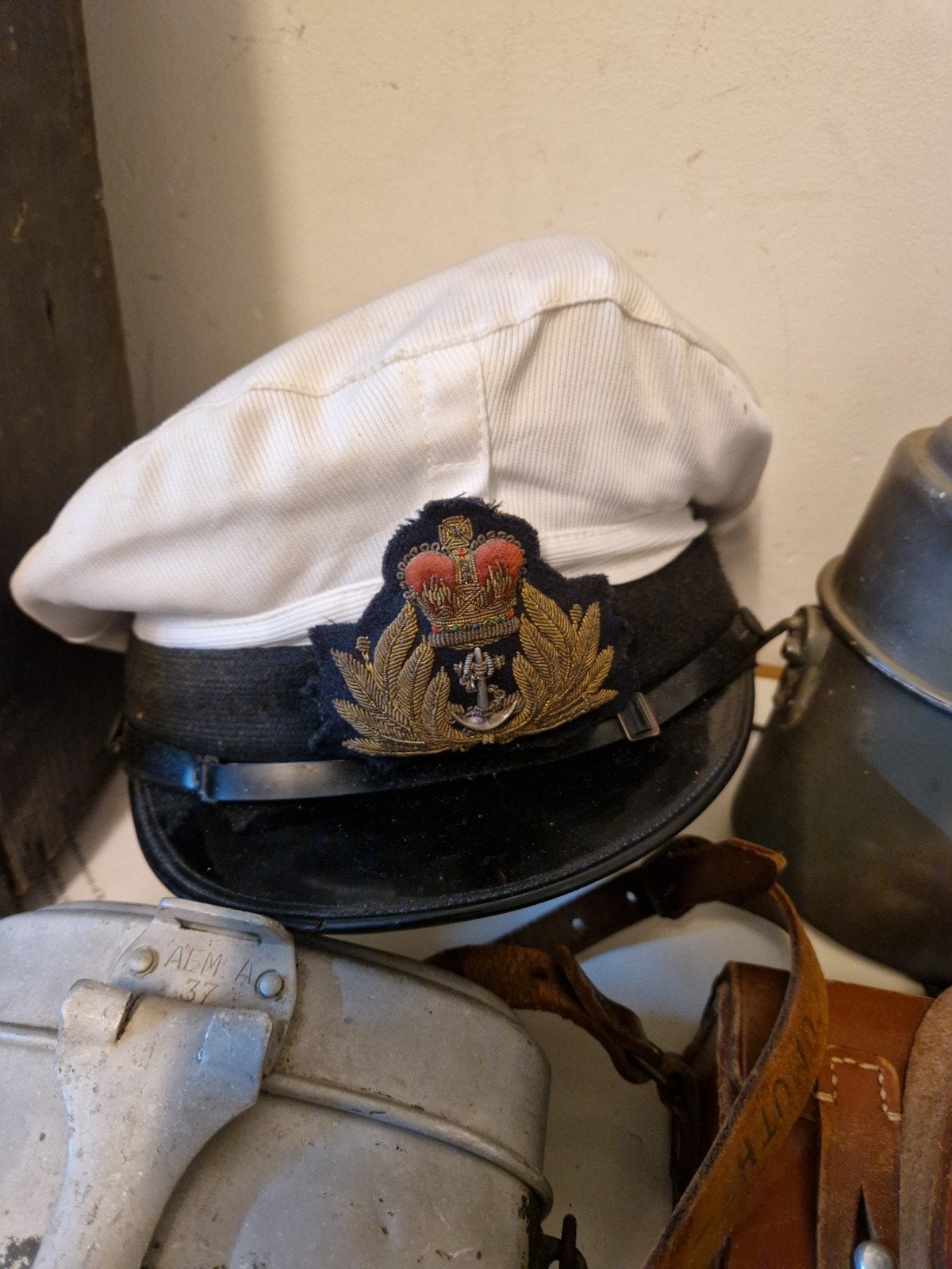 Britse marine kepie officier met papieren, Collections, Enlèvement ou Envoi, Marine