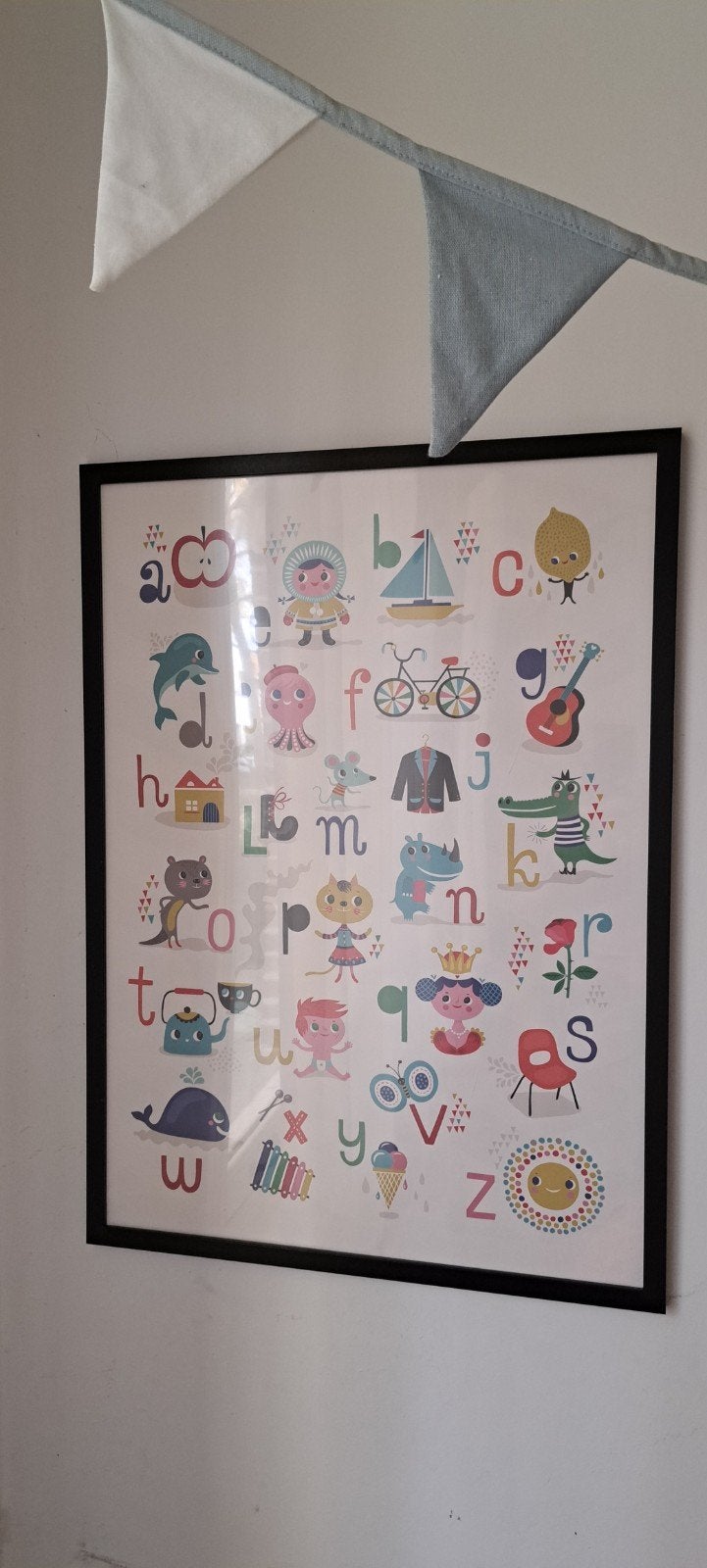 Kader met poster alfabet, Ophalen, Zo goed als nieuw, Wanddecoratie, Meerkleurig