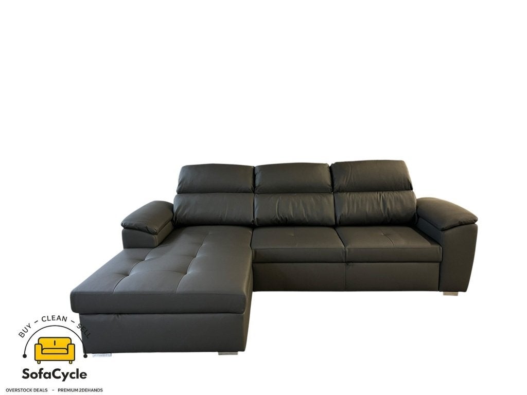Hoekzetel grijsgroen in skai met slaapfunctie, Huis en Inrichting, Nieuw, Zonnestraat 223-229, 9600 Ronse, België, Info@sofacycle.be