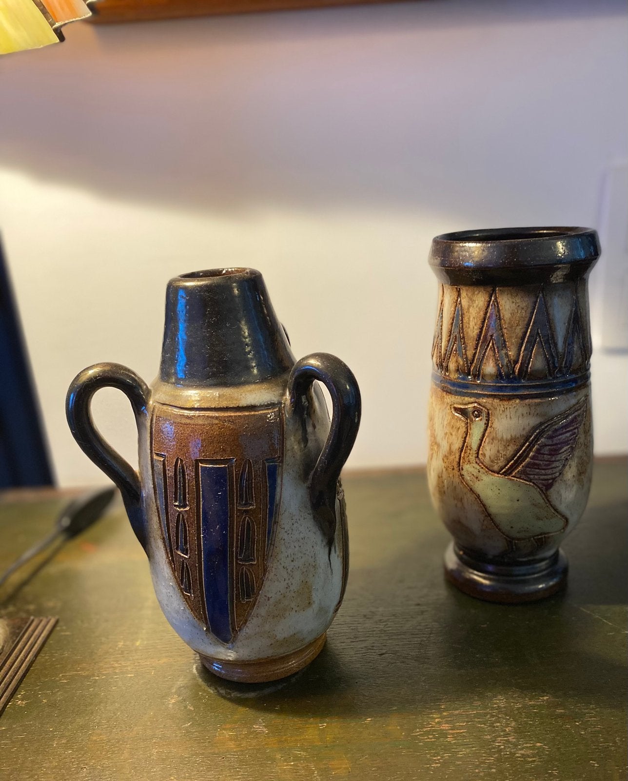 Paar Art Deco vazen - Roger GUÉRIN (Bouffioulx), Antiek en Kunst, Ophalen of Verzenden