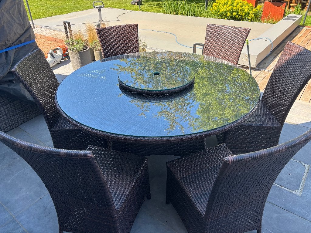 Prachtige ronde tuintafel, Tuin en Terras, Tuintafels, Ophalen, Gebruikt, Rond, Kunststof
