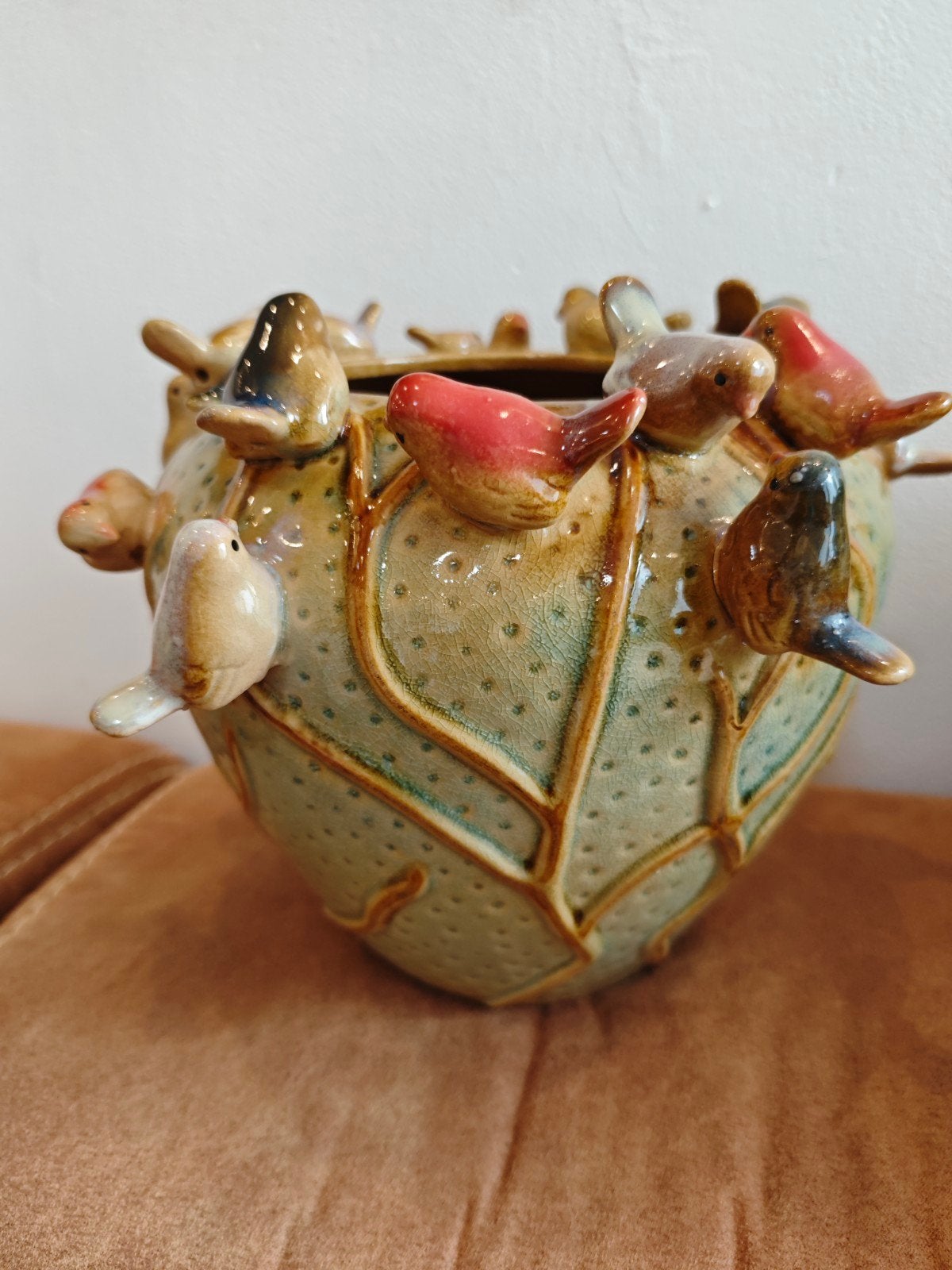 Vase artisanal avec oiseaux, Antiquités & Art, Enlèvement