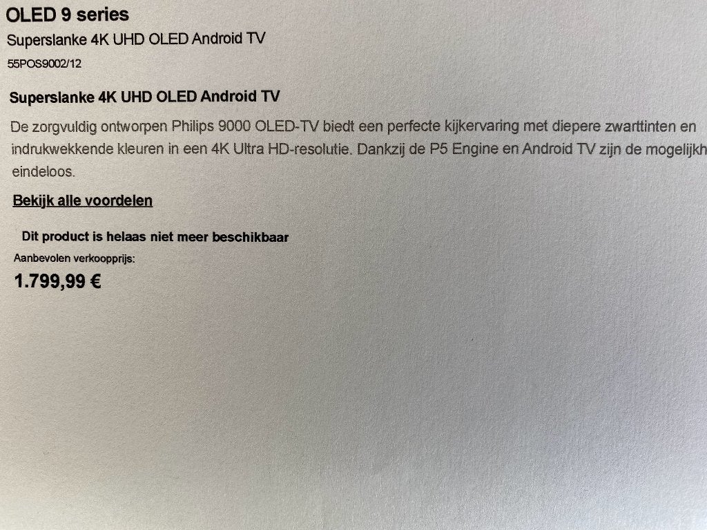 tv, Audio, Tv en Foto, Ophalen, Philips, OLED, Zo goed als nieuw