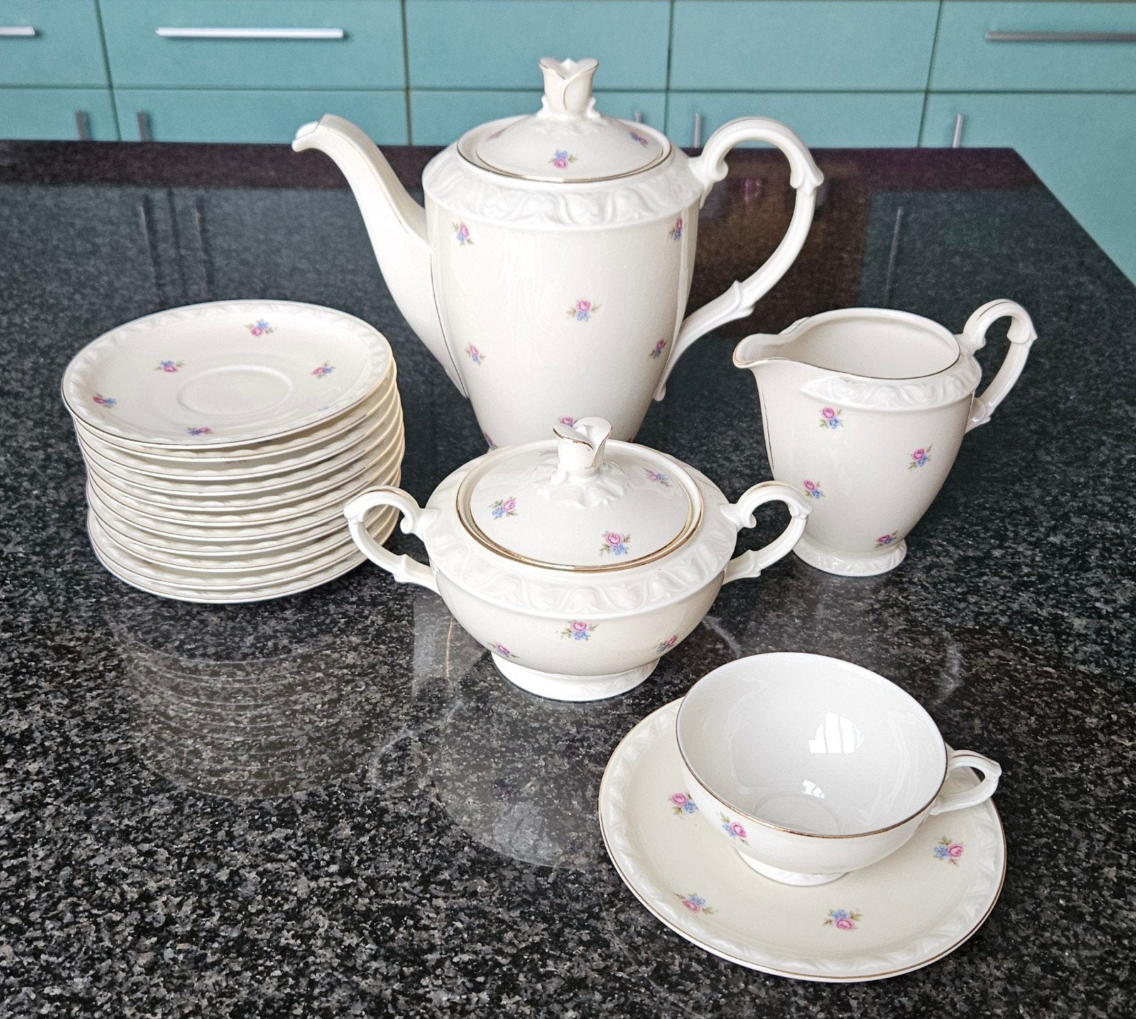 26-delige porselein theeservies (Gebrüder Benedikt), Antiek en Kunst, Antiek | Servies compleet, Ophalen