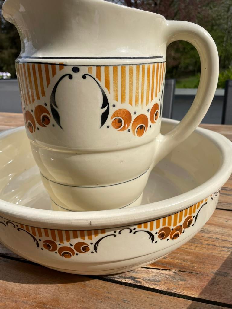 Ensemble lavabo ancien Villeroy&Boch porcelaine belge, Enlèvement