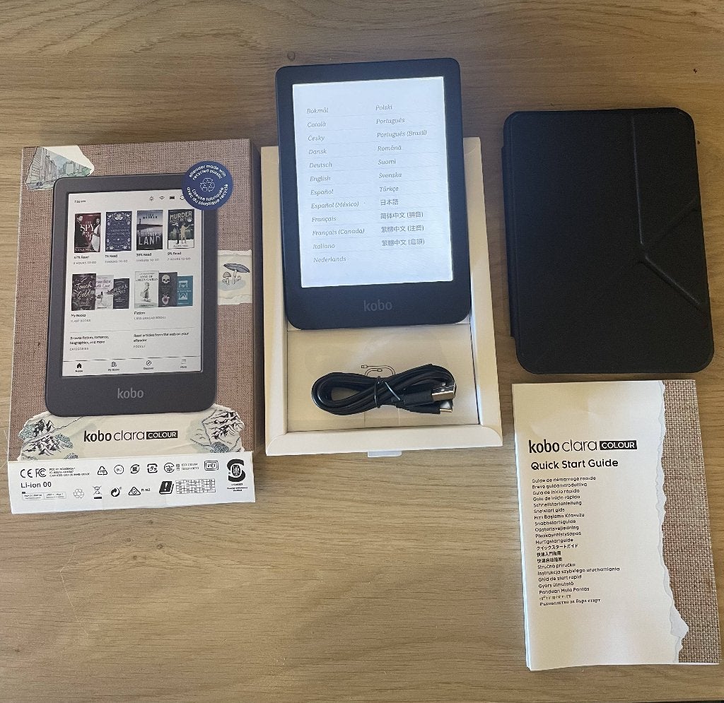 Kobe Clara Colour Zwart + Bluebuilt Case Zwart, Informatique & Logiciels, Kobo, Comme neuf, Enlèvement, Wi-Fi
