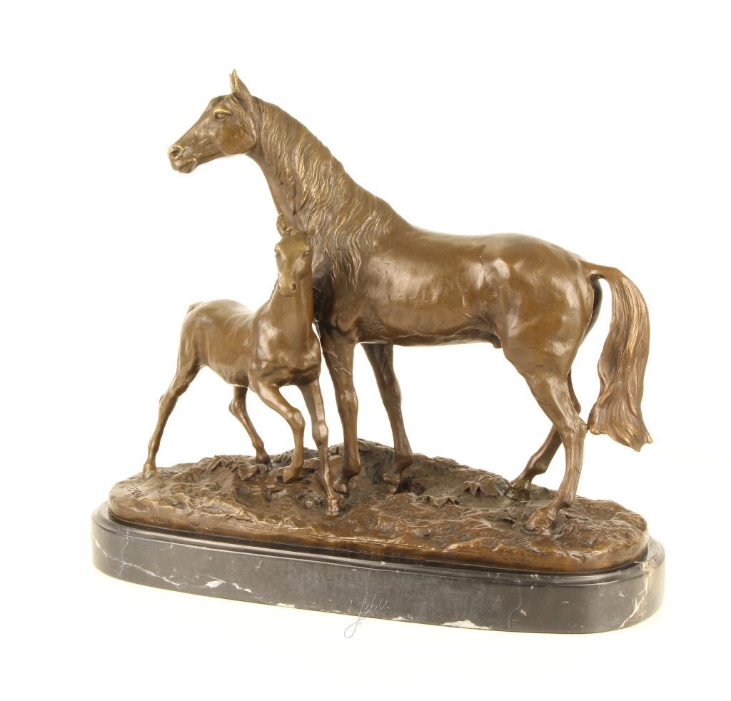 Premium Bronzen Paard en Veulen – Naar P.J. Mêne (1810–1879), Antiek en Kunst, Overige onderwerpen, Art nouveau, Ophalen of Verzenden