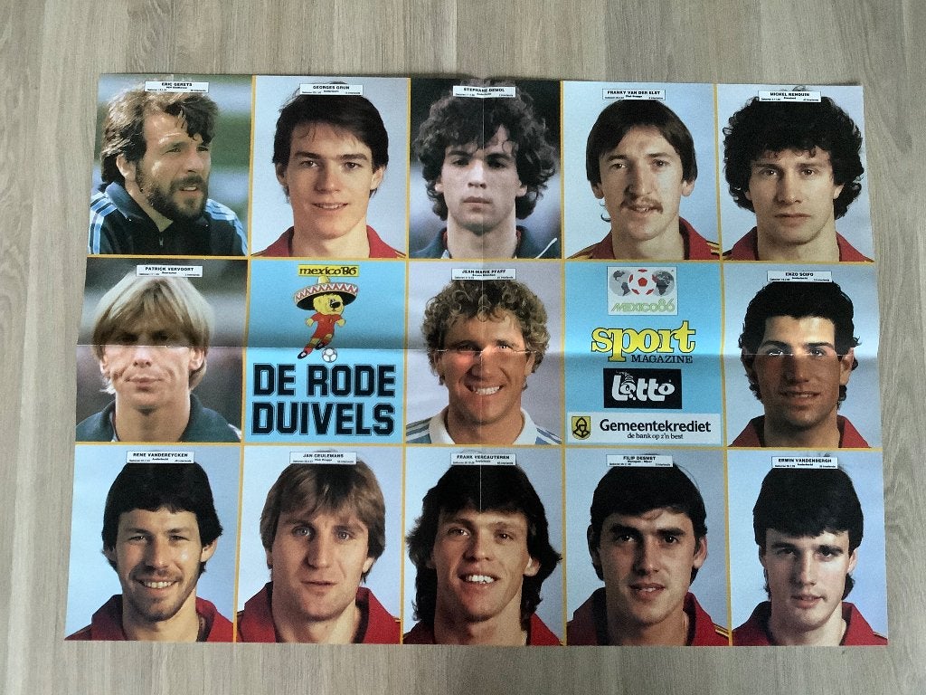 Poster Rode Duivels Mexico 1986, Ophalen of Verzenden, Zo goed als nieuw, Poster, Plaatje of Sticker