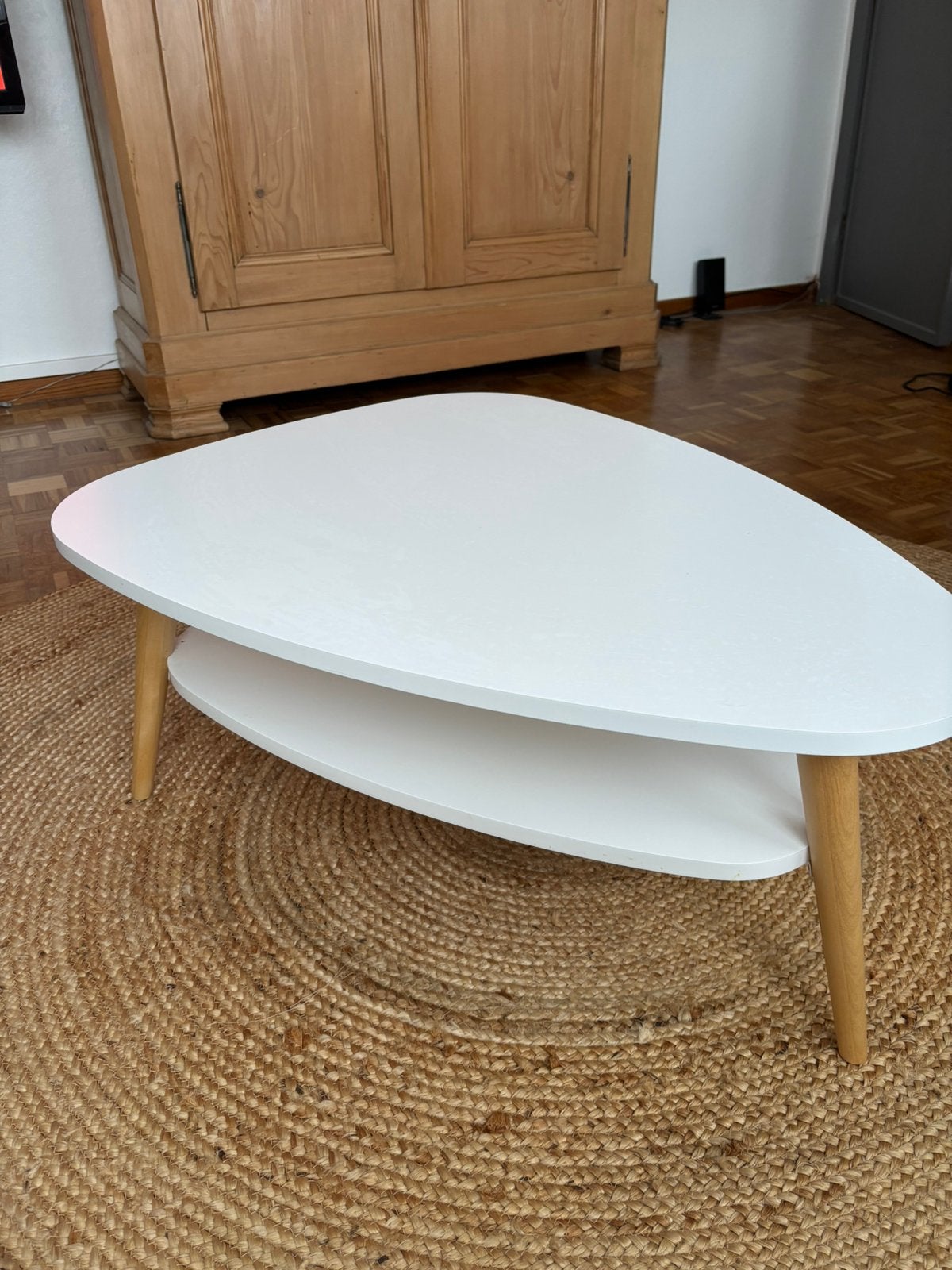 Table basse blanche avec pieds en bois de chêne, Enlèvement, Neuf
