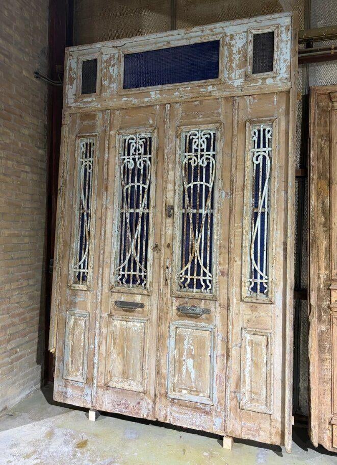 BIJZONDERE ANTIEKE 4-PANELEN ENTREE DEUR – SMEEDIJZEREN, Ophalen