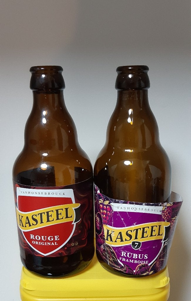 BIERfles Kasteel Rouge original + Rubus Framboise , 2x leeg, Verzamelen, Ophalen of Verzenden, Zo goed als nieuw, Flesje(s), Overige merken