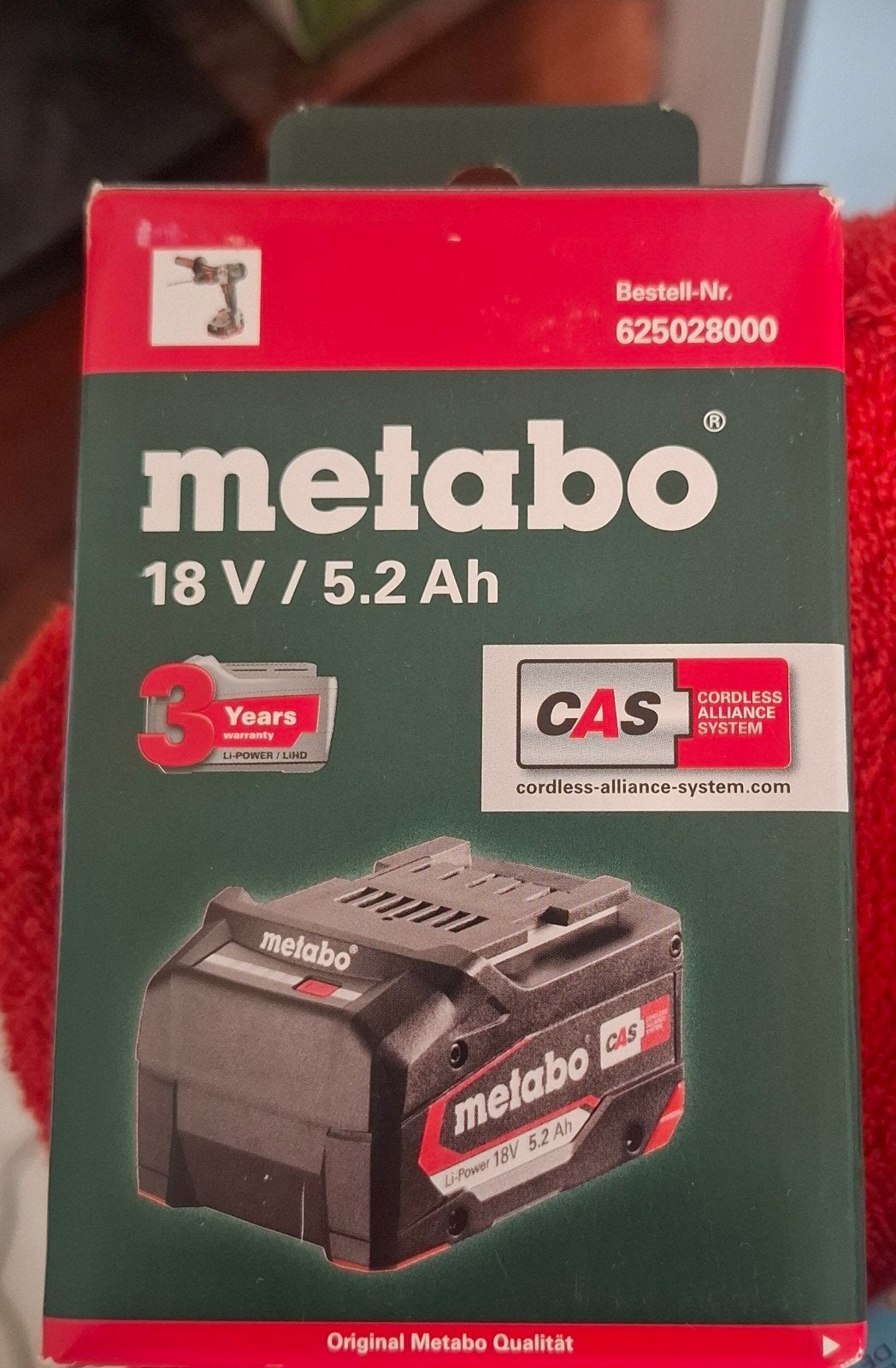 Metabo batterij 18v 5.2ah nieuw, Enlèvement