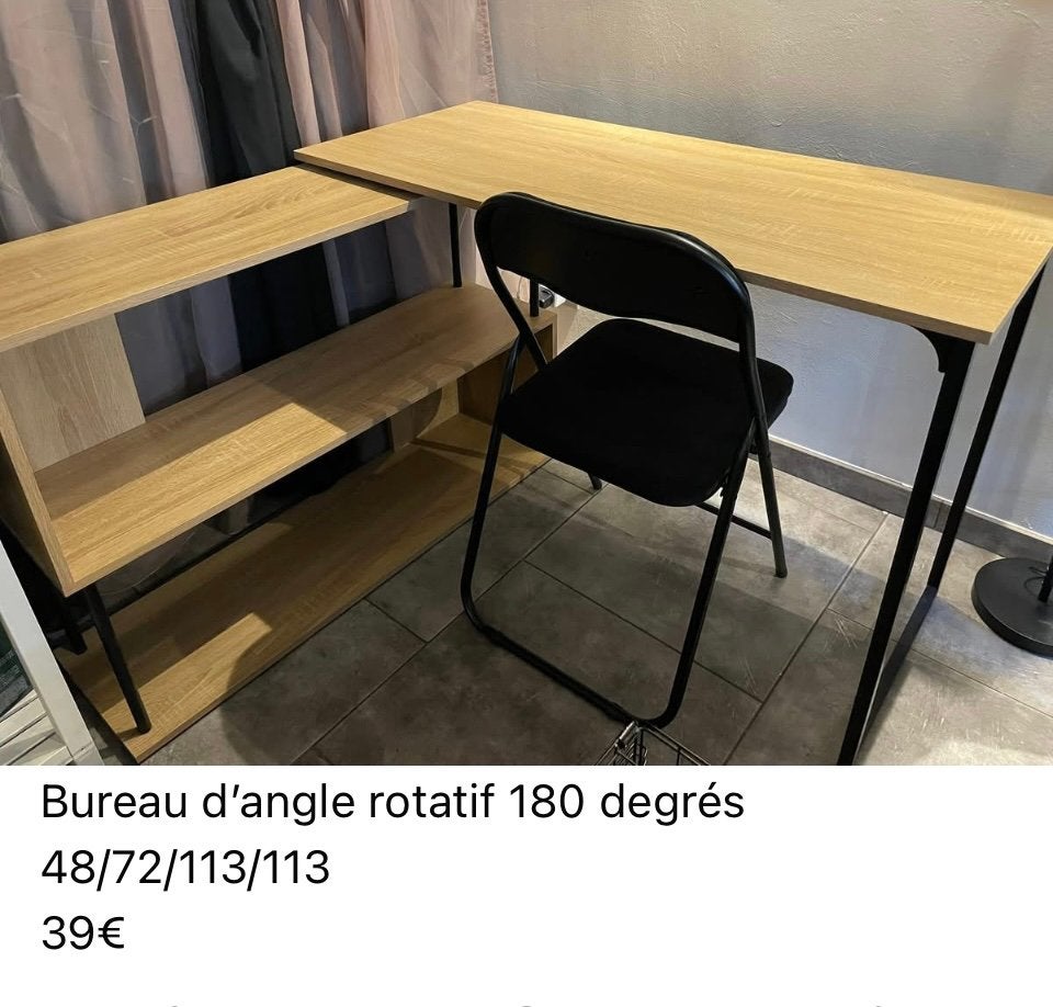 Bureau d’angle rotatif 180 degrés, Maison & Meubles, Enlèvement, Comme neuf