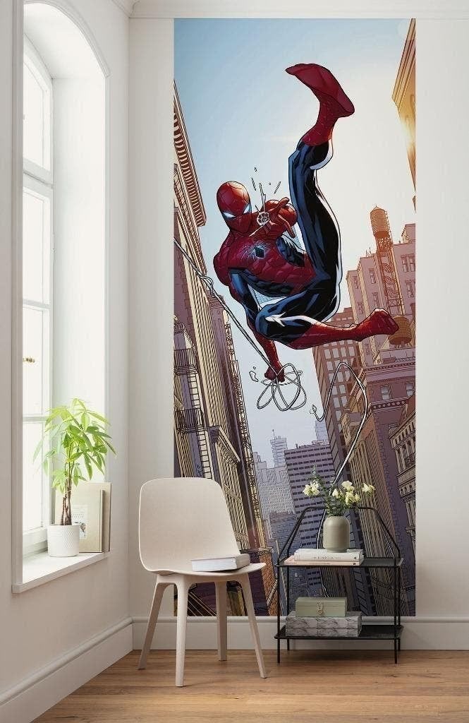 Spiderman Vlies Behang Swinging - 100x250 -Gratis Verzending, Neuf, Multicolore, Disney, Décoration murale
