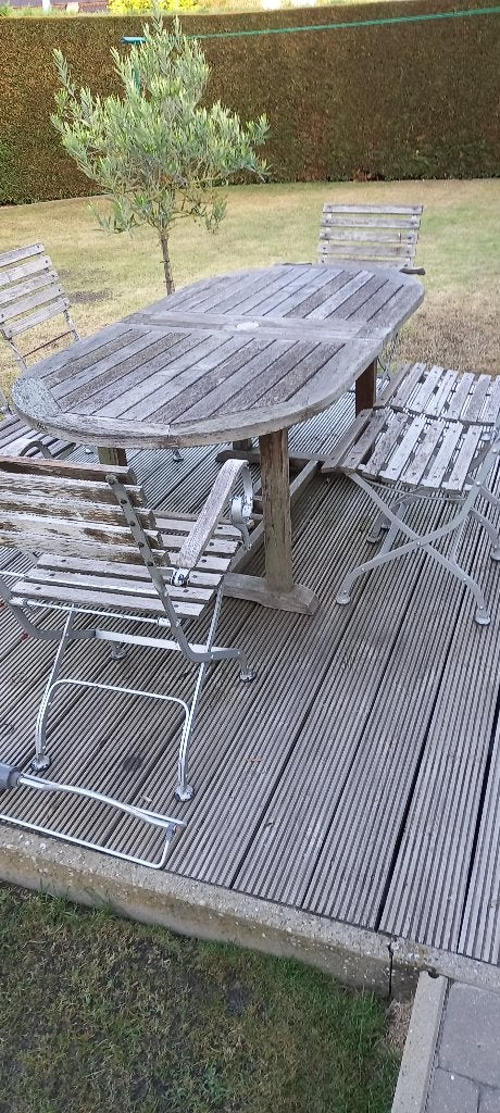 teaktafel met 6 stoelen, Ophalen, Gebruikt, Ovaal, Teakhout