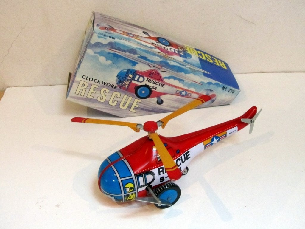 Vintage MS 270 Clockwork Rescue Helicopter Tôle, Enlèvement ou Envoi, Comme neuf, Modèle réduit