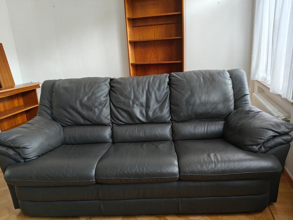 Canapé cuir italien gris 3places + 2 x 1place, Maison & Meubles, Enlèvement, Comme neuf, Quatre personnes ou plus, Cuir