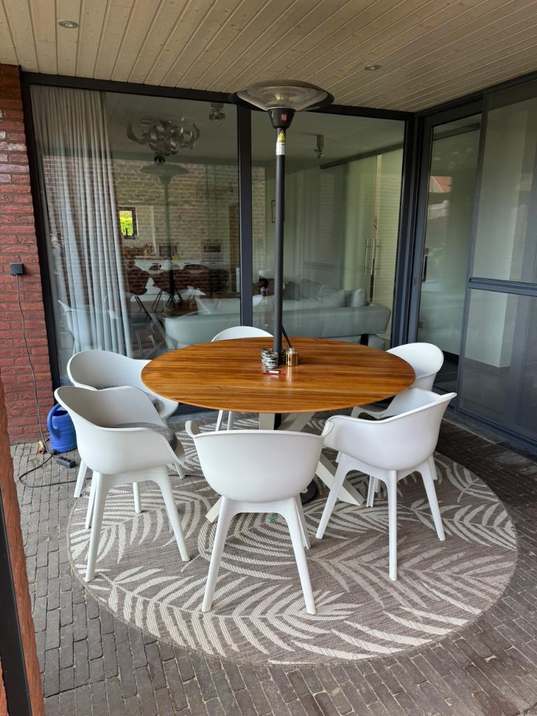 Tuintafel set met verwarming, Ophalen, Gebruikt, Rond, Hout