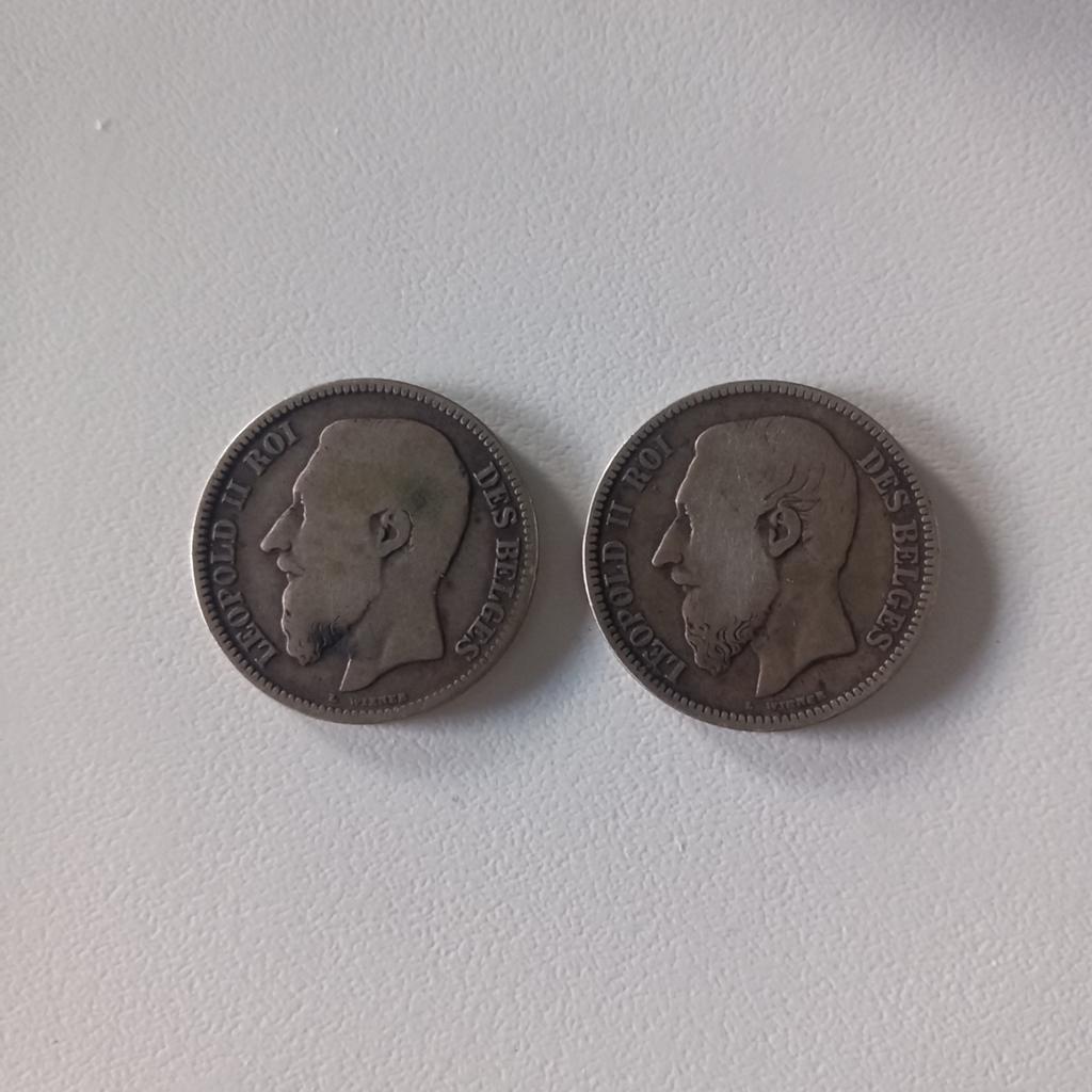 Zilver munten 2 F Leopold 2 België 1866/67, Postzegels en Munten, Munten | België, Ophalen of Verzenden, Zilver
