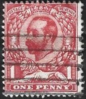 1 Postzegel Groot-Brittannië 1911 Koning George V, Ophalen of Verzenden, Gestempeld