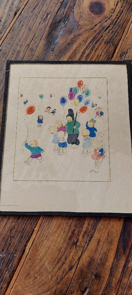 De balonnenverkoper   Josette Boland, Antiek en Kunst, Ophalen, Achter glas