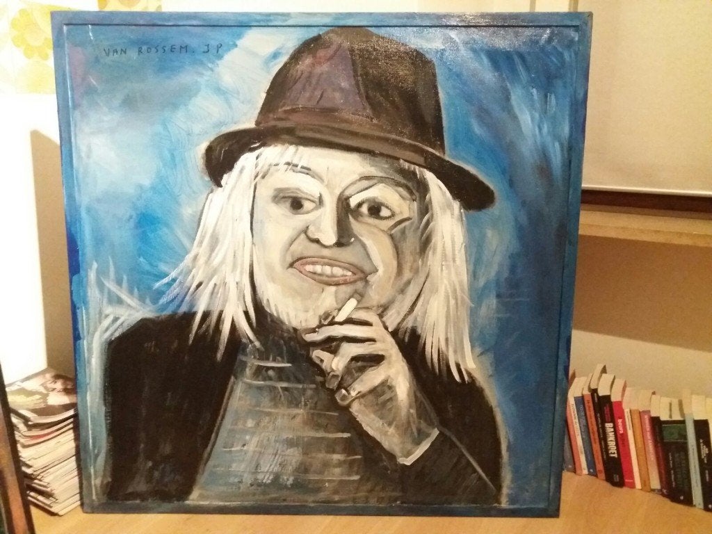 Zelfportret Dhr Jean Pierre van Rossem, Antiek en Kunst, Acrylverf, Doek, Portret of Personen, Ophalen of Verzenden
