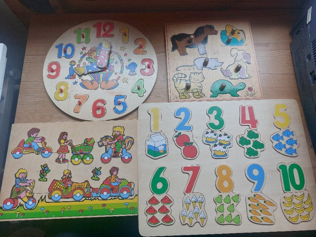 4 houten puzzels, Kinderen en Baby's, Speelgoed | Kinderpuzzels, Ophalen, Zo goed als nieuw