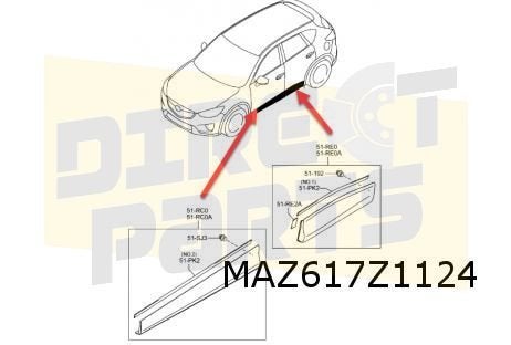 Mazda	CX-5 (1/12 - 6/17) (KE) stootlijst achterportier Recht, Neuf, -, -, Mazda
