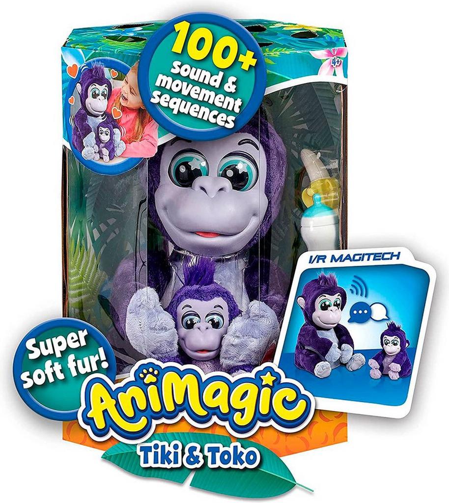 Animagic Tiki & Toko Interactieve pratende Gorilla Knuffels, Kinderen en Baby's, Speelgoed | Knuffels en Pluche, Nieuw, Aap, Middelgroot (20 tot 80 cm)