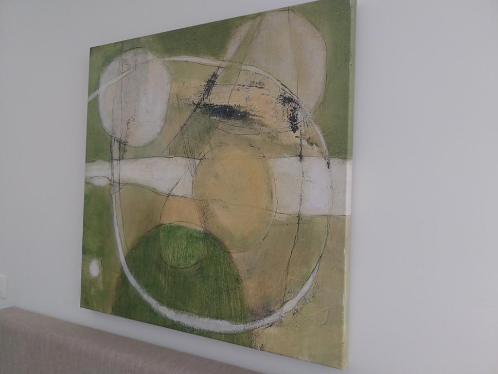 Schilderij op doek ( erfstuk ) 90cm op 90 cm( gesigneerd), Antiek en Kunst, Ophalen