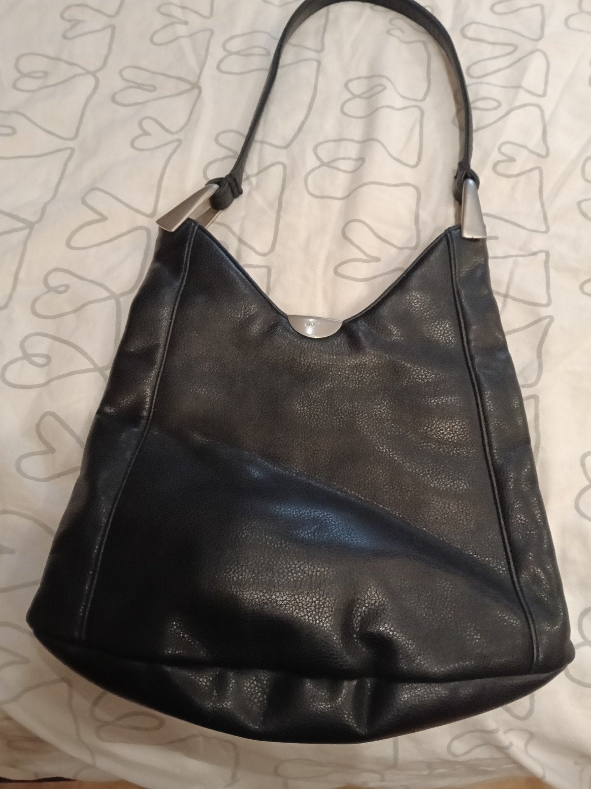 Blauw lederen handtas, Handtassen en Accessoires, Tassen | Damestassen, Ophalen, Blauw, Handtas