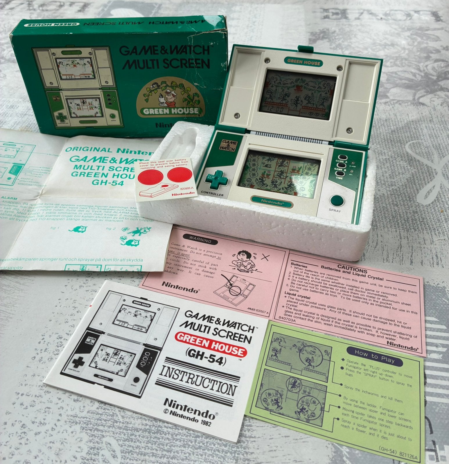 Jeu et montre Nintendo Greenhouse GH-54 CIB 1982, 1 joueur, Enlèvement ou Envoi, Comme neuf