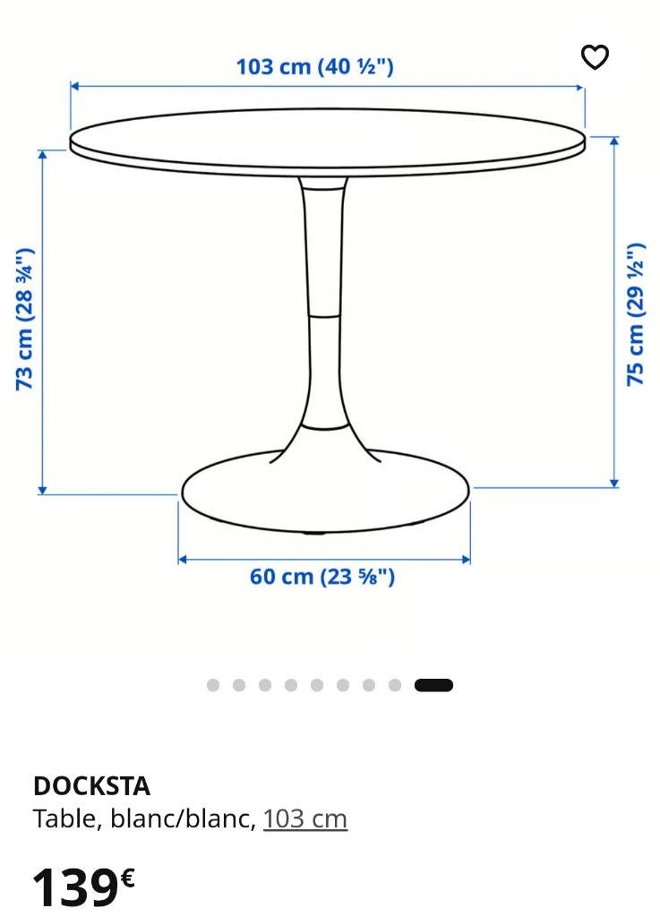 Table ronde salle à manger, Enlèvement, Comme neuf