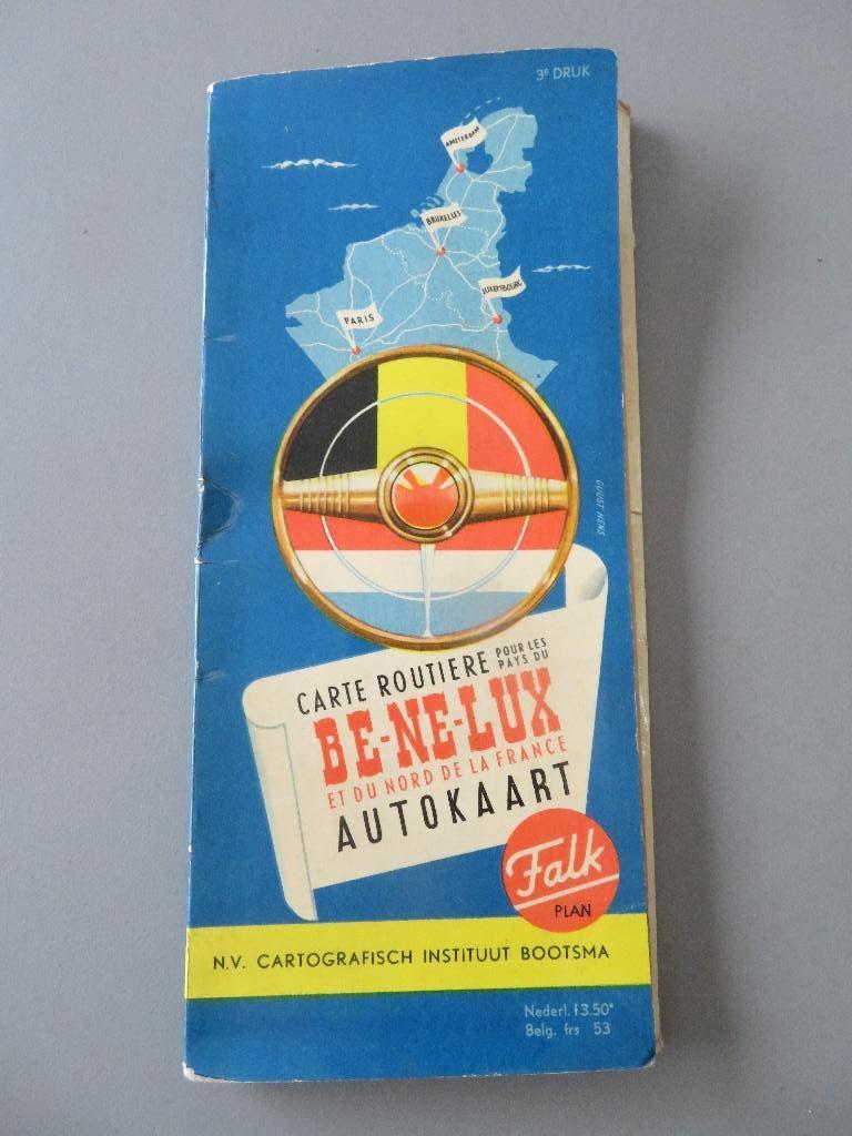 autokaart Benelux Falk Plan Bootsma reclame Philips, Boeken, Atlassen en Landkaarten, Verzenden, Zo goed als nieuw, België, Landkaart