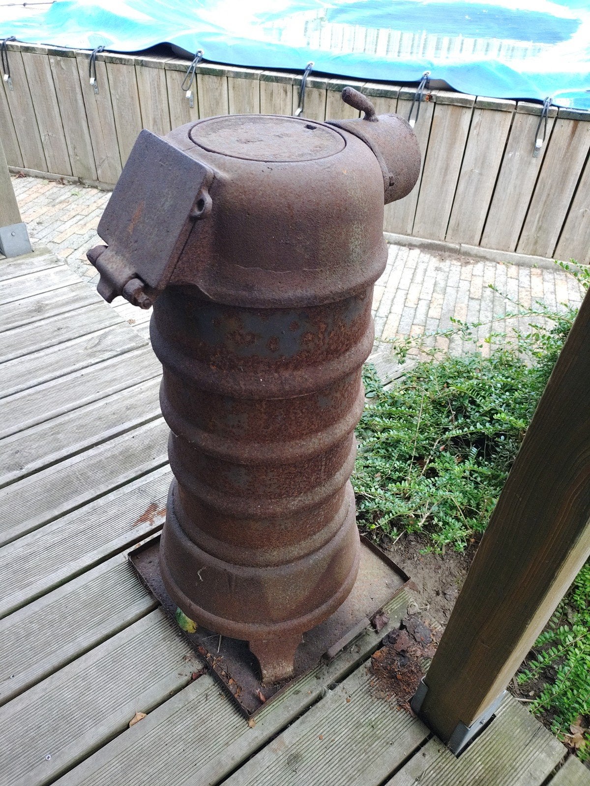 poêle à anneaux de 85 cm de haut et 28 cm de diamètre, Jardin & Terrasse, Enlèvement, Utilisé