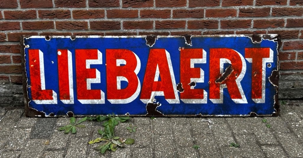 Emaillebord brouwerij Liebaert, Wetteren, Verzamelen, Ophalen of Verzenden, Gebruikt, Reclamebord