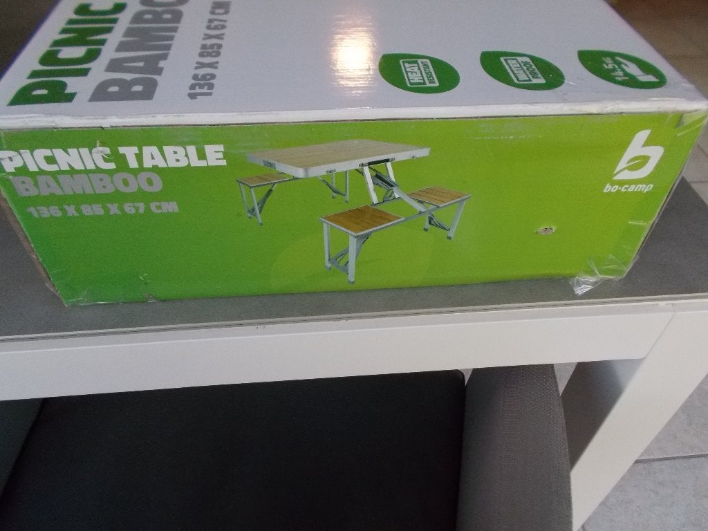 table de pique-nique pliable en bambou de la marque Bopal, Caravanes & Camping, Enlèvement, Neuf